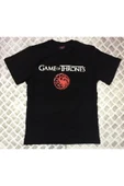 fame-stoned  Game Of Thrones Baskılı Unisex %100 Pamuk Siyah T-shirt thumbnail 1