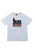 fame-stoned  Charlie Chaplin Baskılı Unisex %100 Pamuk Beyaz T-shirt - 1