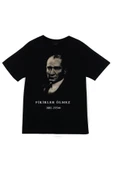 fame-stoned  Gazi Mustafa Kemal Atatürk Baskılı Unisex %100 Pamuk Siyah T-shirt thumbnail 1