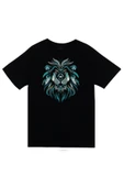 fame-stoned  Aslan Baskılı Unisex %100 Pamuk Siyah T-shirt thumbnail 1