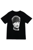 fame-stoned  Gazi Mustafa Kemal Atatürk Baskılı Unisex %100 Pamuk Siyah T-shirt thumbnail 1