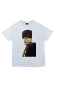 fame-stoned  Gazi Mustafa Kemal Atatürk Baskılı Unisex %100 Pamuk Beyaz T-shirt thumbnail 1