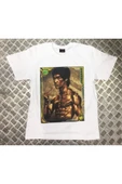 fame-stoned  Bruce Lee Baskılı Unisex %100 Pamuk Beyaz T-shirt thumbnail 1