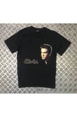 fame-stoned  Elvis Presley Baskılı Unisex %100 Pamuk Siyah T-shirt thumbnail 1