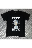 fame-stoned  Rick And Morty Baskılı Unisex %100 Pamuk Siyah T-shirt - 1