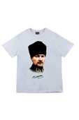 fame-stoned  Gazi Mustafa Kemal Atatürk Baskılı Unisex %100 Pamuk Beyaz T-shirt thumbnail 1