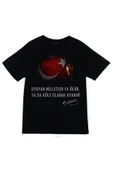fame-stoned  Gazi Mustafa Kemal Atatürk Baskılı Unisex %100 Pamuk Siyah T-shirt thumbnail 1