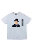 fame-stoned  Unisex Mavi Charlie Chaplin Baskılı T-shirt thumbnail 1