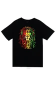 fame-stoned  Bob Marley Baskılı Unisex %100 Pamuk Siyah T-shirt thumbnail 1