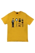 fame-stoned  Charlie Chaplin Baskılı Unisex %100 Pamuk Sarı T-shirt thumbnail 1