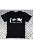 fame-stoned  Thrasher Baskılı Unisex %100 Pamuk Siyah T-shirt thumbnail 1