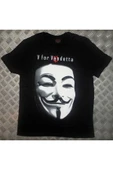fame-stoned  V For Vendetta Baskılı Unisex %100 Pamuk Siyah T-shirt thumbnail 1