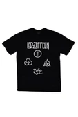 fame-stoned  Led Zeppelin Baskılı Unisex %100 Pamuk Siyah T-shirt thumbnail 1