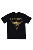 fame-stoned  Bon Jovi Baskılı Unisex %100 Pamuk Siyah T-shirt - 1