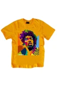 fame-stoned  Unisex Sarı Jimi Hendrix Baskılı T-shirt thumbnail 1