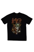 fame-stoned  Slayer Baskılı Unisex %100 Pamuk Siyah T-shirt - 1
