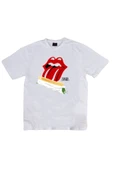 fame-stoned  The Rolling Stones Baskılı Unisex %100 Pamuk Beyaz T-shirt thumbnail 1