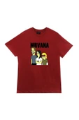 fame-stoned Nirvana Müzik Grubu Baskılı Unisex %100 Pamuk Bordo T-shirt thumbnail 1