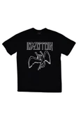 fame-stoned  Led Zeppelin Baskılı Unisex %100 Pamuk Siyah T-shirt - 1