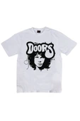 fame-stoned  The Doors Baskılı Unisex %100 Pamuk Beyaz T-shirt - 1