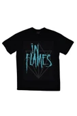 fame-stoned  In Flames Baskılı Unisex %100 Pamuk Siyah T-shirt thumbnail 1