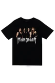 fame-stoned  Manowar Baskılı Unisex %100 Pamuk Siyah T-shirt - 1