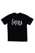 fame-stoned  Gojira Baskılı Unisex %100 Pamuk Siyah T-shirt - 1