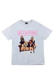 fame-stoned Blackpink Baskılı Unisex %100 Pamuk Beyaz T-shirt thumbnail 1