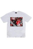 fame-stoned  The Rolling Stones Baskılı Unisex %100 Pamuk Beyaz T-shirt thumbnail 1