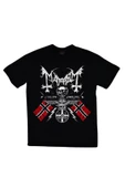 fame-stoned  Mayhem Baskılı Unisex %100 Pamuk Siyah T-shirt - 1