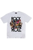 fame-stoned  Rock And Roll Baskılı Unisex %100 Pamuk Beyaz T-shirt thumbnail 1