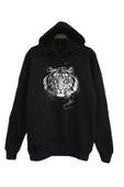 fame-stoned  Çocuk Siyah Kaplan Baskılı Sweatshirt - 1