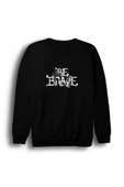 fame-stoned  Unisex Siyah Be Brave Baskılı Bisiklet Yaka Sweatshirt - 1