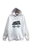 fame-stoned  Arctic Monkeys Baskılı Kapüşonlu %100 Pamuk Beyaz Sweatshirt - 1