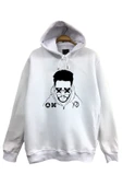 fame-stoned  Xxxtentacion Baskılı Unisex Kapüşonlu %100 Pamuk Beyaz Sweatshirt - 1
