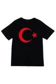 fame-stoned  Unisex Siyah Ay Yıldız Baskılı Büyük Beden T-Shirt - 1