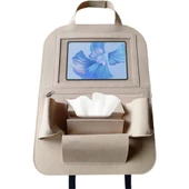 Glanz Araç Koltuk Arkası Organizer Bej Oto Tablet Telefon Tutucu Araba İçi Düzenleyici - 1