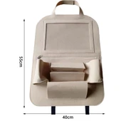 Glanz Araç Koltuk Arkası Organizer Bej Oto Tablet Telefon Tutucu Araba İçi Düzenleyici - 5