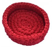 Kustulli Penye İp El Örgüsü  Sepet Kırmızı 6x15 cm K0458 - 3