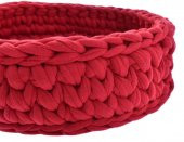 Kustulli Penye İp El Örgüsü  Sepet Kırmızı 6x15 cm K0458 - 4