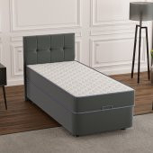 Mobpazar Helena Baza Başlık+Ortopedik Yatak Seti 90X190 cm Antrasit Renk Tek Kişilik S&uumlper Set - 1