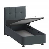 Mobpazar Helena Baza Başlık+Ortopedik Yatak Seti 90X190 cm Antrasit Renk Tek Kişilik S&uumlper Set - 2