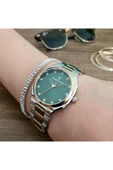 Gümüş-Gold Çelik Kordon,Yeşil,Su Geçirmez,Küçük,Taşlı Kadran, Klasik Kadın Kol Saati-1 thumbnail 5