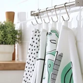 IKEA Rınnıg Mutfak Kurulama Bezi 4 Adet Beyaz Yeşil Desenli 45x60 Cm %100 Pamuk - 2