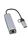 BİLİŞİM BURADA HC78 USB TYPE C 2 İN 1 USB HUB ETHERNET ÇEVİRİCİ - 1
