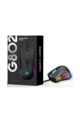 G802 USB Siyah RGB Işıklı 7200dpi Gaming Oyuncu Mouse, 8 Tuşlu USB Örgülü Kablolu Gaming Mouse - 2