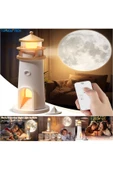 Ay Projeksiyon Gece Lambası Hareket Sensörlü & Bluetooth Müzik Zamanlayıcı Deniz Feneri Işığı - 5