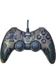Bilişim Burada Siyah Yeşil Kamuflaj PL-2585 Double Shock Controller Usb Game Pad PC Oyun Kolu - 1