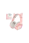 Bilişim Burada K9 Mikrofonlu Profesyonel Oyuncu Kulaklık Pembe Kedili - 1