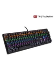 GK100F Mekanik Gaming Klavye RGB Işıklı Kablolu Klavye Şık Zafir Modern Tasarım Türkçe Q Klavye - 1